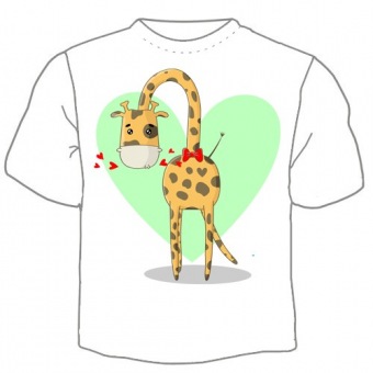 Семейная футболка "Жираф папа" с принтом на сайте mosmayka.ru