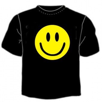 Чёрная футболка "Смайл" с принтом на сайте mosmayka.ru