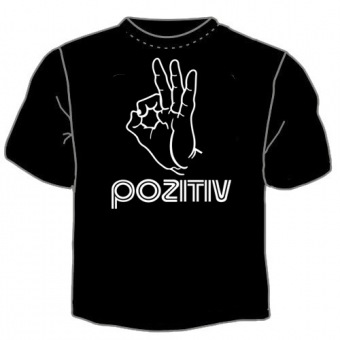 Чёрная футболка "Позитив" с принтом на сайте mosmayka.ru
