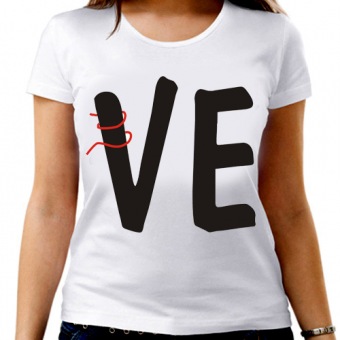 Парная футболка "LOVE" женская с принтом на сайте mosmayka.ru