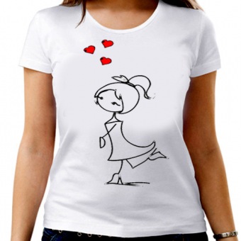 Парная футболка "Мальчик с девочкой" женская с принтом на сайте mosmayka.ru