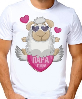Парная футболка "Пара года" мужская с принтом на сайте mosmayka.ru
