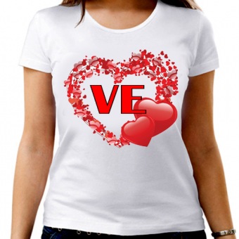 Парная футболка "LOVE 2" женская с принтом на сайте mosmayka.ru