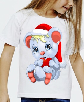 Новогодняя футболка "Котёнок 1" детская с принтом на сайте mosmayka.ru