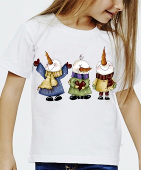 Новогодняя футболка "Смешные снеговики" детская с принтом на сайте mosmayka.ru