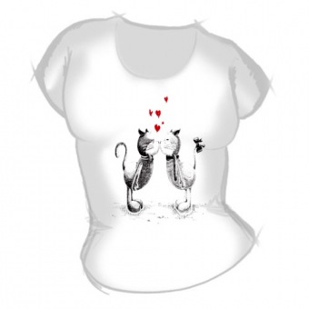 Женская футболка "Котики сердечки" с принтом на сайте mosmayka.ru