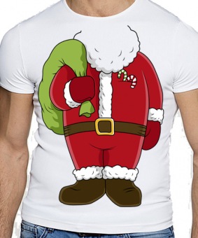 Новогодняя футболка "Костюм деда мороза" мужская с принтом на сайте mosmayka.ru