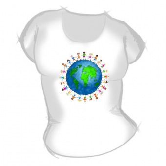 Женская футболка "Земля с детьми" с принтом на сайте mosmayka.ru