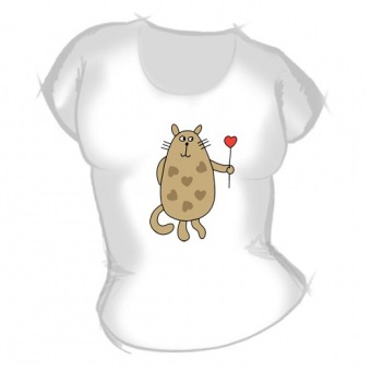 Женская футболка "Котик" с принтом на сайте mosmayka.ru