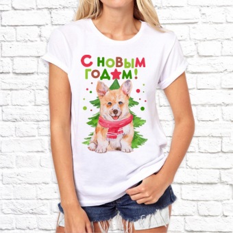 Новогодняя футболка "С Новым Годом !33" женская с принтом на сайте mosmayka.ru