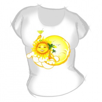 Женская футболка "Солнце" с принтом на сайте mosmayka.ru