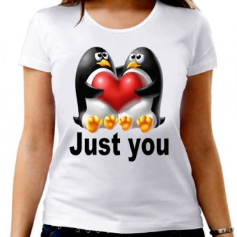 Парная футболка "Пингвины 3" женская с принтом на сайте mosmayka.ru