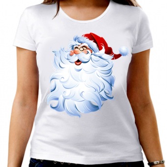 Новогодняя футболка "Бородатый мороз" женская с принтом на сайте mosmayka.ru