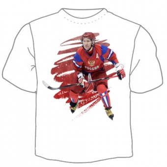 Мужская футболка "Путин с клюшкой" с принтом на сайте mosmayka.ru