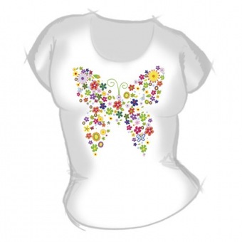 Женская футболка "Цветочная бабочка" с принтом на сайте mosmayka.ru