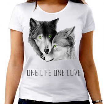 Парная футболка "Одна жизнь одна любовь"женская с принтом на сайте mosmayka.ru
