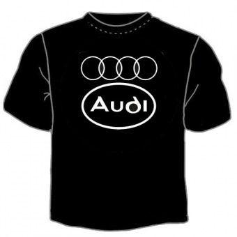 Чёрная футболка "AUDI" с принтом на сайте mosmayka.ru