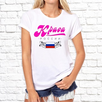 Женская футболка "Краса России" с принтом на сайте mosmayka.ru