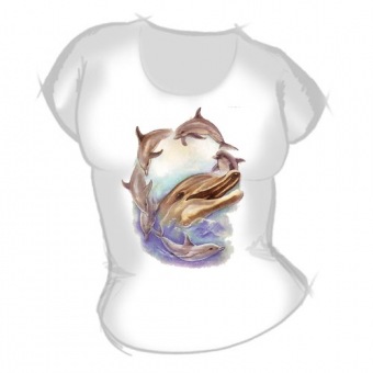 Женская футболка "Дельфины 3" с принтом на сайте mosmayka.ru