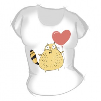 Женская футболка "Кот с шариком" с принтом на сайте mosmayka.ru