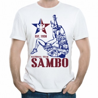 Мужская футболка "Самбо" с принтом на сайте mosmayka.ru