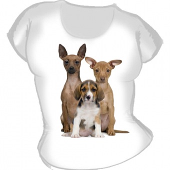Женская футболка "3 щенка" с принтом на сайте mosmayka.ru