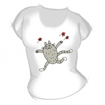 Женская футболка "Котик3" с принтом на сайте mosmayka.ru