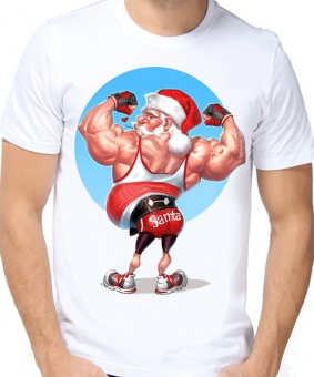 Новогодняя футболка "Санта 3" мужская с принтом на сайте mosmayka.ru