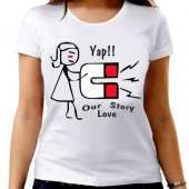 Парная футболка "Наша история любви" женская с принтом на сайте mosmayka.ru