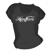 Женская чёрная футболка "Hardcore1" с принтом