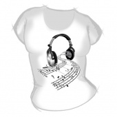 Женская футболка "Наушники и музыка" с принтом