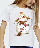 Новогодняя футболка "Снеговик10" детская с принтом