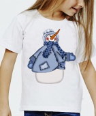 Новогодняя футболка "снеговик 43" детская с принтом